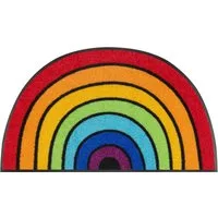 wash+dry by Kleen-Tex Fußmatte Round Rainbow, halbrund, Höhe: 7 mm, Schmutzfangmatte, Motiv Regenbogen, In- und Outdoor geeignet, waschbar
