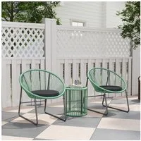 Outsunny Sitzgruppe für 2 Personen, 3-teilig, wetterfest, (Polyrattan Gartenmöbel Set, 3-tlg., Outdoor Lounge Balkonmöbel), für Garten, Terrasse Balkon, Grün