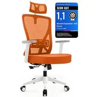 Durrafy Bürostuhl 200kg Ergonomischer Bürostuhl-Verstellbare Lordosenstütze (200 kg extra hohe Belastbarkeit) Verstellbare Lendenwirbelstutze + Kopfstutze + hohenverstelbare Armlehnen),bis zu 130° neigbar, atmungsaktives Netzgewebe, Drehstuhl