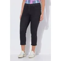 Ulla Popken 7/8-Hose 7/8-Hose Sienna Fransensaum schmales Bein