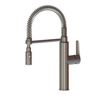 KWC Spültischarmatur mit Geschirrbrause Edelstahl matt. A205. Niederdruck, 125033700ND 125033700ND
