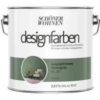 SCHÖNER WOHNEN FARBE Wand- und Deckenfarbe Ausgeglichenes Piniengrün Nr. 28, Tropf- und spritzgehemmt, Konservierungsmittelfrei