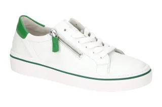 Gabor 43.264-29 Damen Sneaker Wei? Gr?n Best Fitting Echtleder Gummi - Schn?r...
