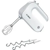 BOSCH Handmixer Styline MFQ4030, Edelstahl Rührbesen/Knethaken, 5 Stufen, weiß, 500 W, Turbotaste, leichtes Gehäuse, Made in Europe