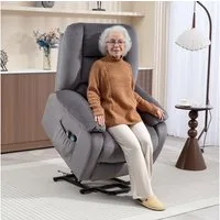 HOMCOM Relaxsessel Aufstehhilfe Elektrisch Fußteil Samtoptik (TV Sessel, 1-St., Relaxsessel), für Wohnzimmer, Schlafzimmer, Dunkelgrau