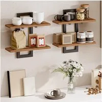 BlingBin Wandregal 2-stufige Schweberegal, Holz Wandboard, Hängende Badezimmerregale, 38*13,5*40cm, Jede Schicht kann bis zu 18 kg tragen 2-tlg., Schwebendes Regal Dekor für Küche, Bad, Wohnzimmer, Schlafzimmer