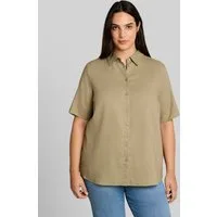 TOM TAILOR PLUS Kurzarmbluse Blusen & Shirts Plus Size - Loose Fit Bluse mit Leinenanteil