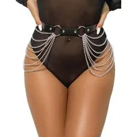 Lau-Fashion Strapsgürtel Taillenkette Metall Harness Hüftkette Punk Gürtel Schwarz Verstellbar, sexy Dessous