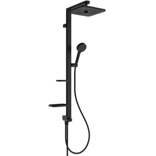 Ideal Standard Duschsystem CTwistAlu+ Eco, ohne Arm. 2Ablagen, 2-fach-Handbrause, eckige 2-fach-Kopf BE215XG
