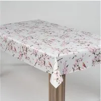 laro Tischdecke laro Wachstuch-Tischdecke Wachstischdecke Kirschblüten Rosa Weiß