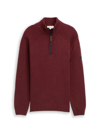 Tom Tailor - Troyer Strickpullover mit Ripp-Details bordeaux melange - Gr. - L