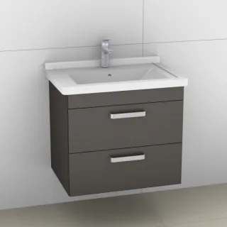 Artiqua 411 Waschtischunterschrank für Starck 3 030470 Stahlgrau Metallic, 411-WU2L-D03-7141-88 411-WU2L-D03-7141-88