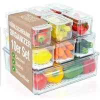 Moritz & Moritz Aufbewahrungsbox 10er Pack Kühlschrank Organizer Set mit Deckel (Set, 10 St., Set), Stapelbar & Platzsparend, 10 Dosen in perfekter Größe