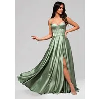 OMBRE Abendkleid Abendkleid im Satin-Look mit Korsett und Taschen