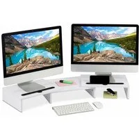 relaxdays Monitorständer für 2 Monitore Weiß