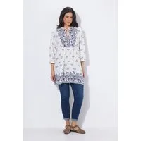 Ulla Popken T-Shirt Shirt-Tunika A-Linie Tunika-Ausschnitt 3/4-Arm