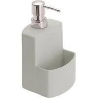 WENKO Spülmittelspender Modell Festival, aus Keramik, Soft-Touch Beschichtung, mit Spülschwamm-Fach, 380 ml