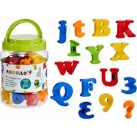 Pincello Lernspielzeug 78 magnetische Buchstaben & Zahlen für Kinder Magnet Lernspielzeug 66 (78-St), Alphabet Set bunt Magnet Magnetzahlen Magnetbuchstaben Spielzeug