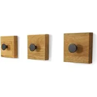 Omformo Garderobenhaken Garderobenhaken Tavla (Set, 3), platzsparende Haken aus Eiche Massivholz, 3 Haken