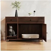 i@home Katzentoilette Katzentoilette, Katzenschrank für Katzentoilette, 100×45×66 cm, Sandfangfunktion, Versteckfunktion, Mobil, Multifunktional