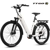 TTGO E-Bike Cityrad 28 Zoll, 70Nm, Drehmomentsensor, max. 120km, Federsattelstütze, 7 Gang SHIMANO, Kettenschaltung, Heckmotor, 720 Wh, 5 Stufen, Farbdisplay, Elektrofahrrad für Damen und Herren, Pedelec