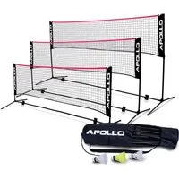 Apollo Badmintonnetz Badminton und Volleyball Netz, 300 cm, 400 cm, 500 cm, höhenverstellbar, inkl. 3 Federbällen