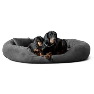 Tierlando ® Orthopädisches Hundebett Sammy VISCO | High-Tech-Velours | L - XXXXL schwarz/ graphit 1,4 m, 30 cm, 1,05 m