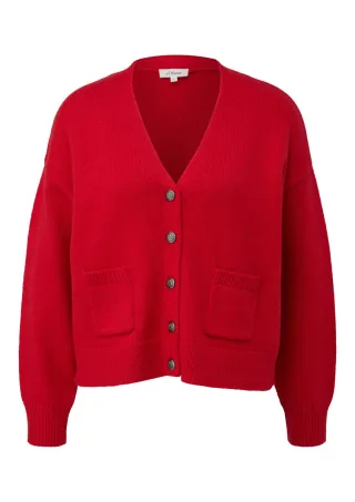 s.Oliver Red Label - Cardigan mit Metall-Knöpfen und aufgesetzten Taschen rot - Gr. - 42