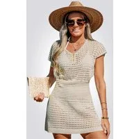 Cupshe Smokkleid Coverup mit Knopfleiste und V Ausschnitt Mini