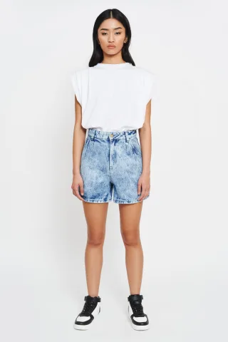 BENU Damen Kurze Hellblaue Baumwoll Denim Shorts