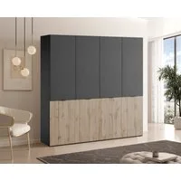 MOEBLO Drehtürenschrank MINEWRA NOVA 200 (4 türig Schrank Garderobe, Schlafzimmer, Drehtürenschrank, Falttürenschrank, Schrank mit Einlegeböden und Kleiderstange) (BxHxT): 202 x 200 x 51 cm