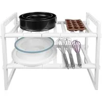 JEOBEST Küchenregal Küchenregal, Erweiterbarer, 2 Ebenen, Metallrahmen, ‎Verstellbarer Küchen-Organizer