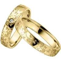 Firetti Trauring Schmuck Geschenk Gold 375 Hochzeit Ehering LIEBE Zweig Blätter Blumen, Made in Germany - wahlweise mit oder ohne Brillant