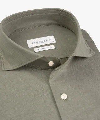 Profuomo - Braunes Japanese knitted Hemd Braun - Gr. - 40