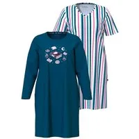 Ulla Popken Bigshirt Bigshirts 2er-Pack Rundhals/V-Ausschnitt