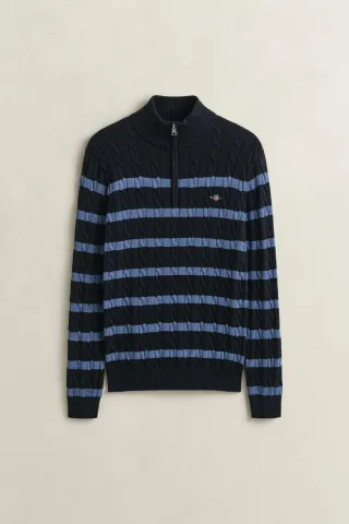 GANT - Gestreifter Zopfstrick-Troyer aus Baumwolle evening blue - Gr. - XL