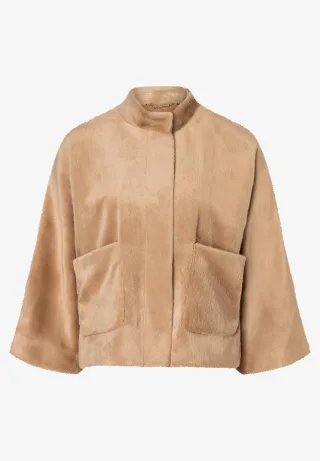MORE & MORE - Fake Fur Jacke beige - Gr. - 42