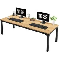 Tribesigns Computertisch 200x70x75cm, doppelter PC-Bürotisch, Braun/Weiß