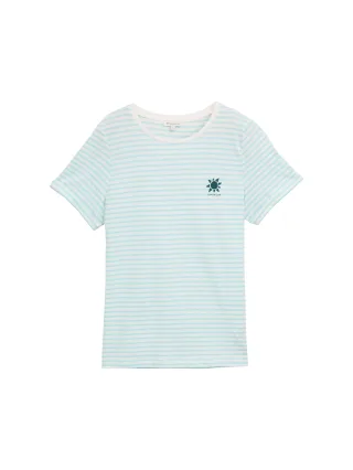 Tom Tailor - T-Shirt mit Streifenmuster blue white irregular stripe - Gr. - XXXL