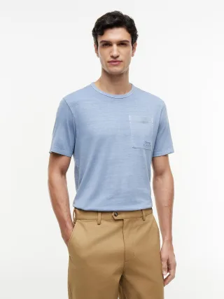 GARMENT DYE POCKET REGULAR TEE Brisk Blue - Gr. - L