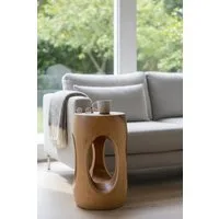 FaHome Beistelltisch Holz – Couchtisch Blumenhocker Hocker - (Abgerundet mit O- Ausschnitt Saman-Holz - 50x30x30 cm), Handgefertigt