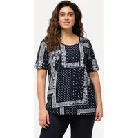 Ulla Popken T-Shirt T-Shirt Patchmuster A-Linie Rundhals Halbarm