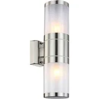 GLOBO LIGHTING Außen-Wandleuchte XELOO, ohne Leuchtmittel, Außenleuchte Edelstahl, Opalglas, Licht auf-/abwärts, IP44