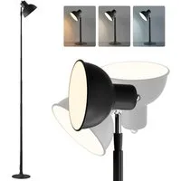Sunicol Stehlampe Dimmbar Stehlampe Wohnzimmer, Tischlampe, Höhenverstellbar 45-145cm, 3 Farbtemperaturen, LED Nachttischlampe 150°drehbar, für Schlafzimmer, Büro, Schwarz