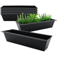 Spetebo Pflanzeinsatz 6er Kunststoff Europaletten Pflanzkasen anthrazit (Set, 6 St., Pflanzkasten), Blumenkasten zum Einhängen in Paletten