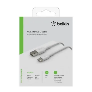 Belkin USB-C/USB-A Kabel 3m PVC, weiß CAB001bt3MWH