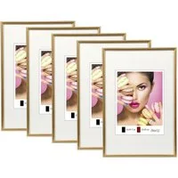 IDEAL TREND Bilderrahmen 2er 3er 5er Pack Photo Style Set Bilderrahmen Wanddeko Collage Poster, für 5 Bilder (5 St), Hochwertiger Kunststoffrahmen halbrunde Leiste Echtglas MDF-Rückwand
