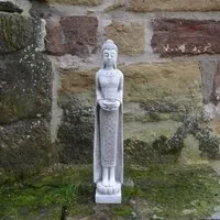 gartendekoparadies.de Gartenfigur Schlanke Buddha Statue, Steinfigur, H. 66 cm, 8 kg, Frostsicher