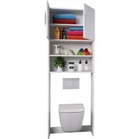 VCM Hochschrank Badschrank Totas B. 64 x H. 190 x T. 25 cm Holz WC Toilette Regal, Toilettenüberbau, Überbauschrank