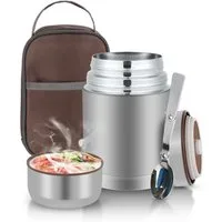 Refined Living Thermobehälter 800 ml Thermobehälter für Essen, Edelstahl Wärmebehälter für speisen, Edelstahl, (Auslaufsicherer Essensbehälter, Speisegefäß für unterwegs, 12 Stunden Heiß, 12 Stunden Kalt, Lebensmittelsicher & BPA-frei, Isolierbecher 